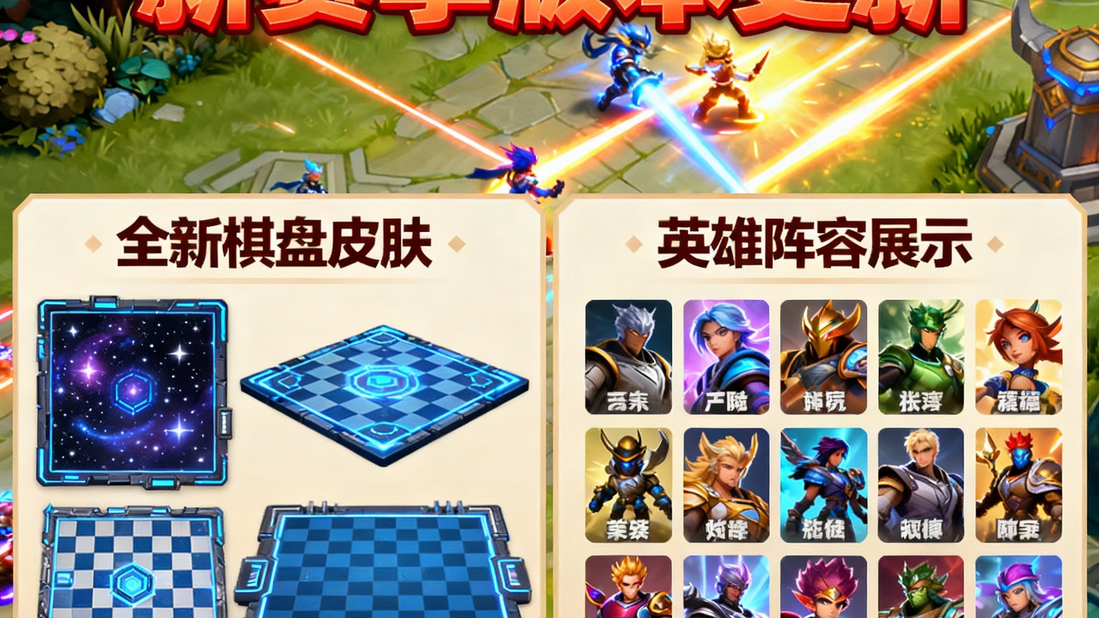 金铲铲之战新赛季版本更新，全新棋盘皮肤和英雄阵容展示